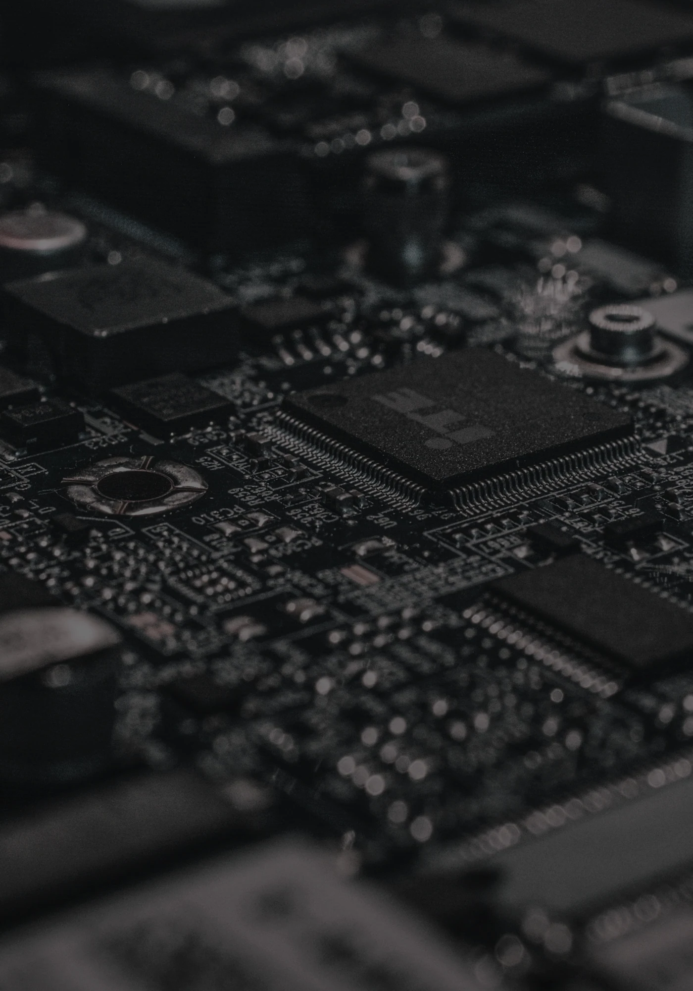Close-up circuit board for AI systems work