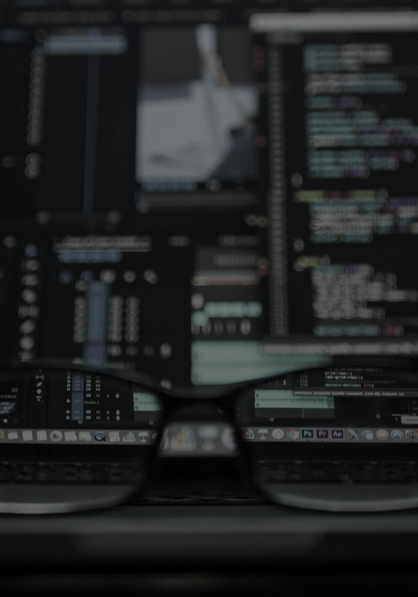 Dark laptop screen for software consulting